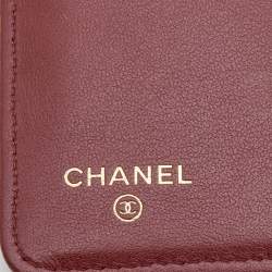 Chanel Burgundy Quilted Caviar Leather Boy L Yen Continental Wallet
