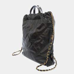 Pre Owned Chanel Black Leather Quilted 22 Backpack 
