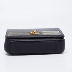 Pre Owned Chanel Black Caviar Leather Captain Gold Waist Bag