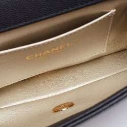 Pre Owned Chanel Black Caviar Leather Captain Gold Waist Bag