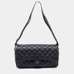 Chanel Black Quilted Leather Large Casual Rock Flap Bag Chanel