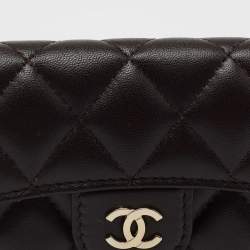 مملوكة مسبقًا Chanel Dark Brown Quilted Leather CC Classic Flap Card Case