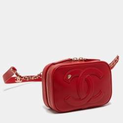 Pre Owned Chanel Red Leather CC Mania Waist Bag