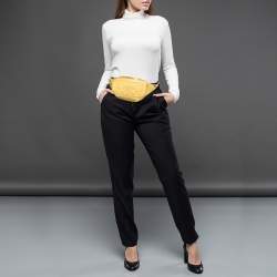 Pre Owned Chanel Yellow Quilted Caviar Leather Filigree Waist Bag