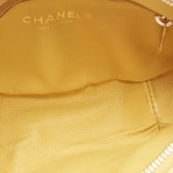 Pre Owned Chanel Yellow Quilted Caviar Leather Filigree Waist Bag
