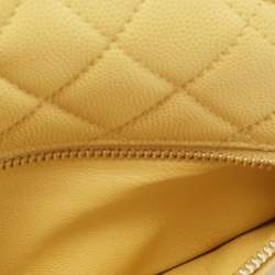 Pre Owned Chanel Yellow Quilted Caviar Leather Filigree Waist Bag
