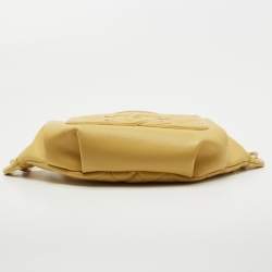 Pre Owned Chanel Yellow Quilted Caviar Leather Filigree Waist Bag