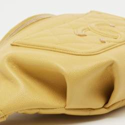 Pre Owned Chanel Yellow Quilted Caviar Leather Filigree Waist Bag