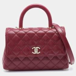 Chanel Burgundy Quilted Caviar Leather Small Coco Top Handle Bag Chanel |  TLC