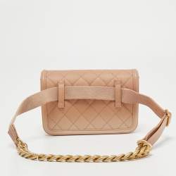 Pre Owned Chanel Beige Ombre Quilted Caviar Leather Sunset On The Sea Belt Bag