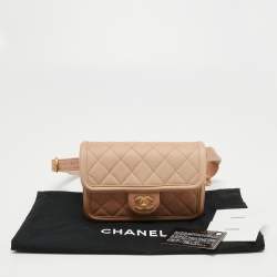 Pre Owned Chanel Beige Ombre Quilted Caviar Leather Sunset On The Sea Belt Bag