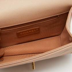 Pre Owned Chanel Beige Ombre Quilted Caviar Leather Sunset On The Sea Belt Bag