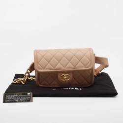 Pre Owned Chanel Beige Ombre Quilted Caviar Leather Sunset On The Sea Belt Bag