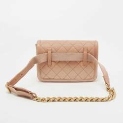 Pre Owned Chanel Beige Ombre Quilted Caviar Leather Sunset On The Sea Belt Bag