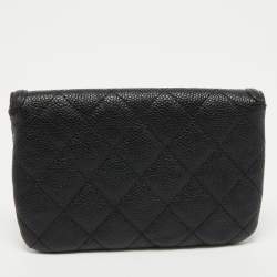 مملوكة مسبقًا Chanel Black Quilted Caviar Leather Boy Flap Wallet