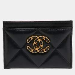 Chanel Black Quilted Leather Chanel 19 Card Holder Chanel