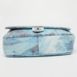 Pre Owned Chanel Blue Sequins Large Waterfall Flap Bag