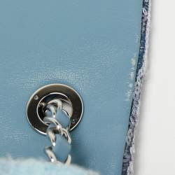Pre Owned Chanel Blue Sequins Large Waterfall Flap Bag