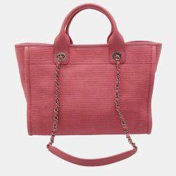 Chanel Pink Canvas Deauville Small Tote Bag