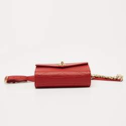 Pre Owned Chanel Red Chevron Leather Coco Waist Belt Bag