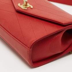 Pre Owned Chanel Red Chevron Leather Coco Waist Belt Bag