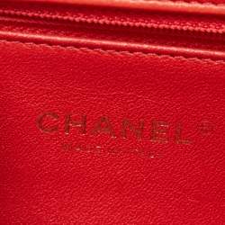 Pre Owned Chanel Red Chevron Leather Coco Waist Belt Bag