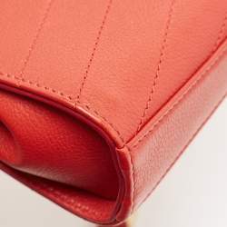 Pre Owned Chanel Red Chevron Leather Coco Waist Belt Bag