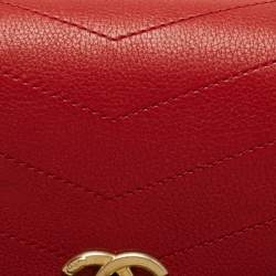 Pre Owned Chanel Red Chevron Leather Coco Waist Belt Bag