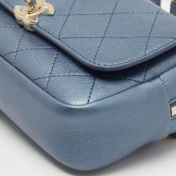 Chanel Metallic Blue Leather Casual Trip Waist Bag