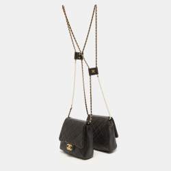 Pre Owned Chanel Black Quilted Leather Side-Packs Crossbody Bag