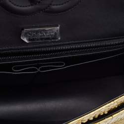 Pre Owned Chanel Gold/Black Python Medium Classic Double Flap Bag