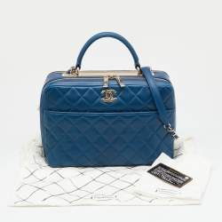 Pre Owned Chanel Blue Quilted Leather Large Trendy CC Bowler Bag