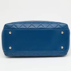 Pre Owned Chanel Blue Quilted Leather Large Trendy CC Bowler Bag