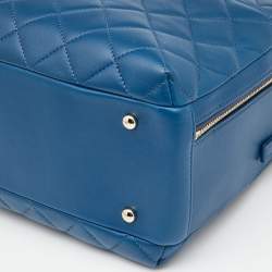 Pre Owned Chanel Blue Quilted Leather Large Trendy CC Bowler Bag