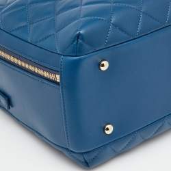 Pre Owned Chanel Blue Quilted Leather Large Trendy CC Bowler Bag