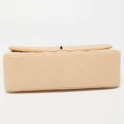 Pre Owned Chanel Beige Quilted Lambskin Leather Jumbo Classic Double Flap Bag