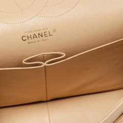 Pre Owned Chanel Beige Quilted Lambskin Leather Jumbo Classic Double Flap Bag