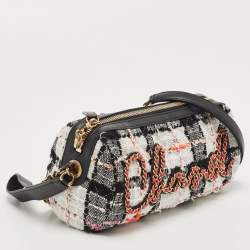 Pre Owned Chanel Multicolor Tweed and Leather Signature Bowling Bag 