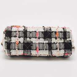 Pre Owned Chanel Multicolor Tweed and Leather Signature Bowling Bag 