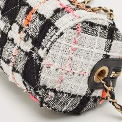 Pre Owned Chanel Multicolor Tweed and Leather Signature Bowling Bag 