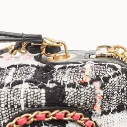 Pre Owned Chanel Multicolor Tweed and Leather Signature Bowling Bag 