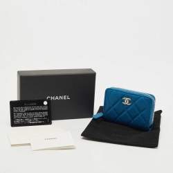 Chanel Blue Quilted Caviar Leather Classic Zipped Coin Purse