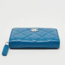 Chanel Blue Quilted Caviar Leather Classic Zipped Coin Purse