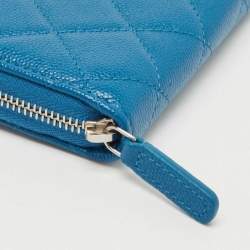 Chanel Blue Quilted Caviar Leather Classic Zipped Coin Purse