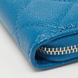 Chanel Blue Quilted Caviar Leather Classic Zipped Coin Purse