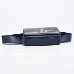 Pre Owned Chanel Navy Blue Caviar Leather Captain Gold Waist Bag