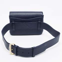 Pre Owned Chanel Navy Blue Caviar Leather Captain Gold Waist Bag