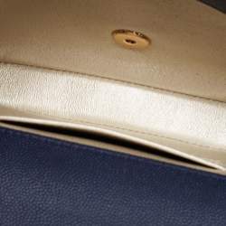 Pre Owned Chanel Navy Blue Caviar Leather Captain Gold Waist Bag