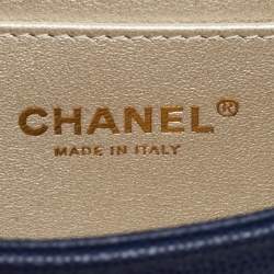 Pre Owned Chanel Navy Blue Caviar Leather Captain Gold Waist Bag