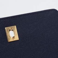 Pre Owned Chanel Navy Blue Caviar Leather Captain Gold Waist Bag